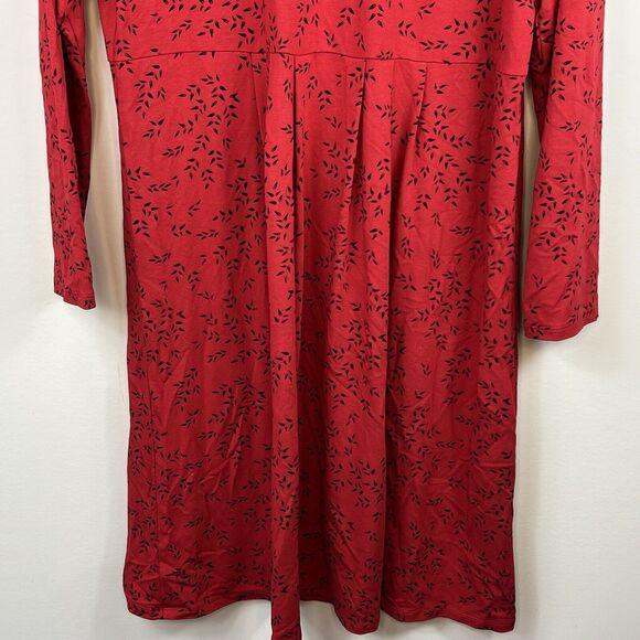 J Jill Wearever Collection Women's Red Floral Pleated Jersey Knit Dress Size M - Picture 5 of 11